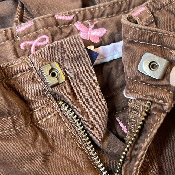 Vintage 2003 GAP Kids Girls Cargo Pants Size 4R Brown Embroidered Y2K - Picture 5 of 8